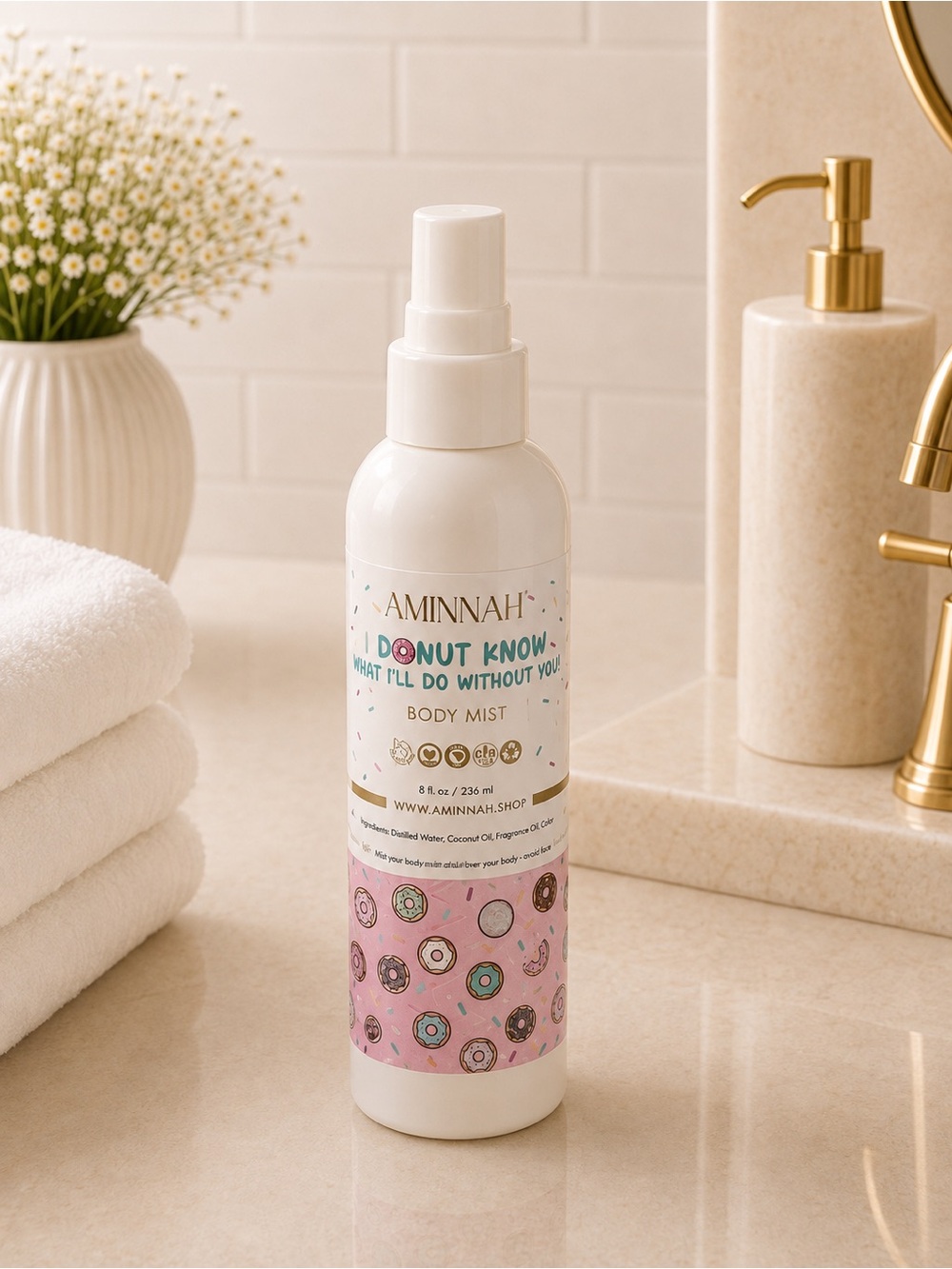 AMINNAH Pink Donut Body Mist & Moisturizer